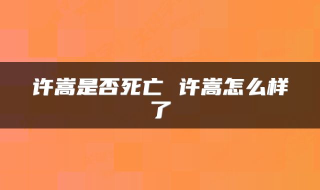 许嵩是否死亡 许嵩怎么样了