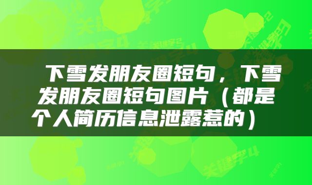  下雪发朋友圈短句，下雪发朋友圈短句图片（都是个人简历信息泄露惹的） 