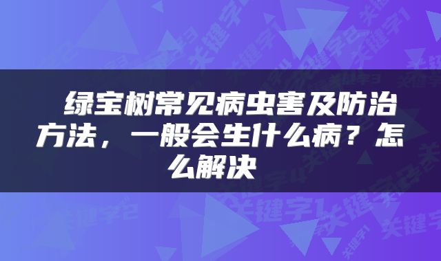  绿宝树常见病虫害及防治方法，一般会生什么病？怎么解决 
