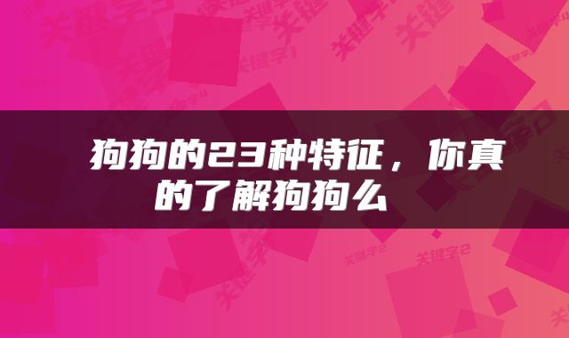  狗狗的23种特征，你真的了解狗狗么 