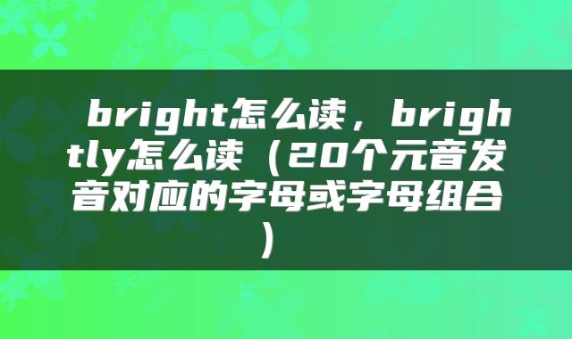  bright怎么读，brightly怎么读（20个元音发音对应的字母或字母组合） 