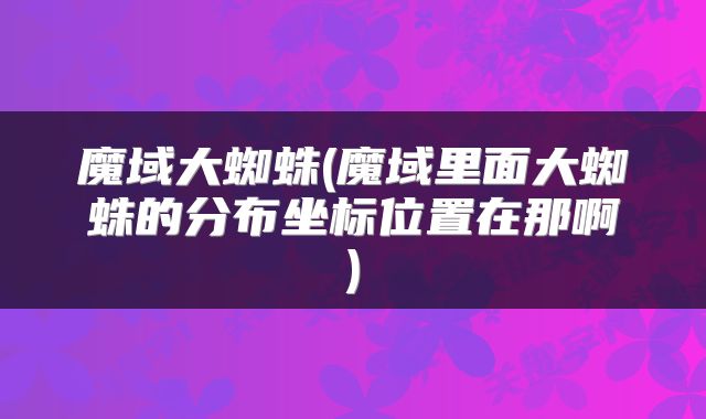 魔域大蜘蛛(魔域里面大蜘蛛的分布坐标位置在那啊)