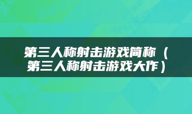 第三人称射击游戏简称（第三人称射击游戏大作）