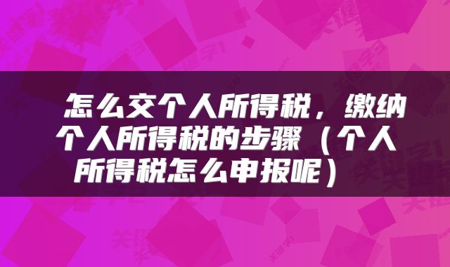  怎么交个人所得税，缴纳个人所得税的步骤（个人所得税怎么申报呢） 
