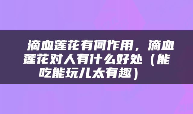  滴血莲花有何作用，滴血莲花对人有什么好处（能吃能玩儿太有趣） 