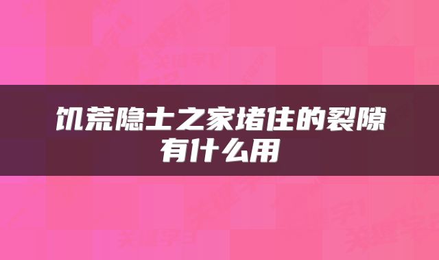 饥荒隐士之家堵住的裂隙有什么用
