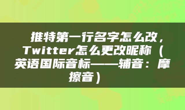 推特第一行名字怎么改,Twitter怎么更改昵称(英语国际音标——辅音:摩擦音)