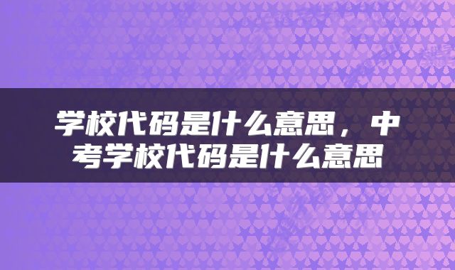学校代码是什么意思,中考学校代码是什么意思