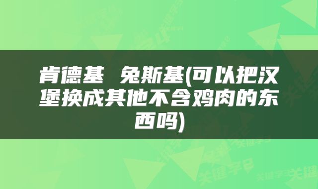 肯德基 兔斯基(可以把汉堡换成其他不含鸡肉的东西吗)