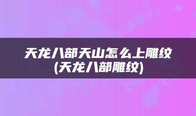 天龙八部天山怎么上雕纹(天龙八部雕纹)