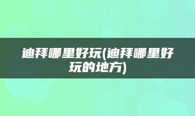 迪拜哪里好玩(迪拜哪里好玩的地方)