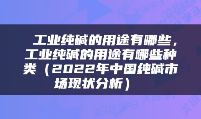  工业纯碱的用途有哪些，工业纯碱的用途有哪些种类（2022年中国纯碱市场现状分析） 