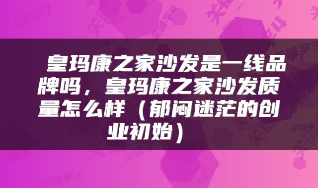  皇玛康之家沙发是一线品牌吗，皇玛康之家沙发质量怎么样（郁闷迷茫的创业初始） 