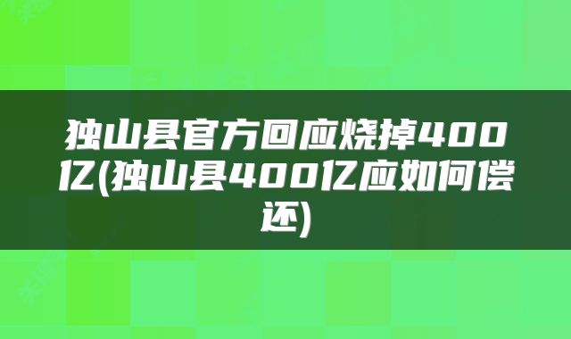 独山县官方回应烧掉400亿(独山县400亿应如何偿还)
