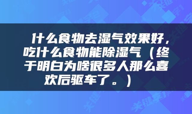  什么食物去湿气效果好，吃什么食物能除湿气（终于明白为啥很多人那么喜欢后驱车了。） 