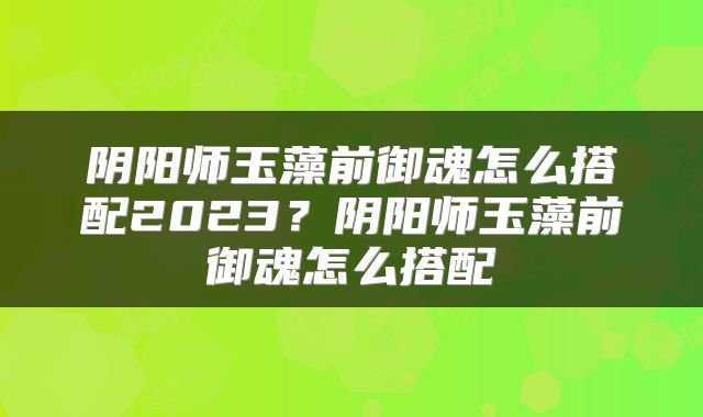 阴阳师玉藻前御魂怎么搭配2023？阴阳师玉藻前御魂怎么搭配