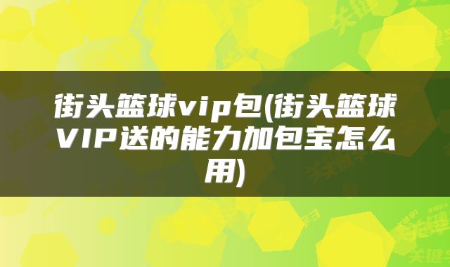 街头篮球vip包(街头篮球VIP送的能力加包宝怎么用)