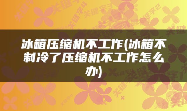 冰箱压缩机不工作(冰箱不制冷了压缩机不工作怎么办)