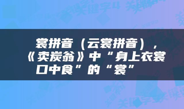  裳拼音（云裳拼音），《卖炭翁》中“身上衣裳口中食”的“裳” 