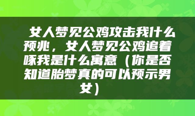  女人梦见公鸡攻击我什么预兆，女人梦见公鸡追着啄我是什么寓意（你是否知道胎梦真的可以预示男女） 