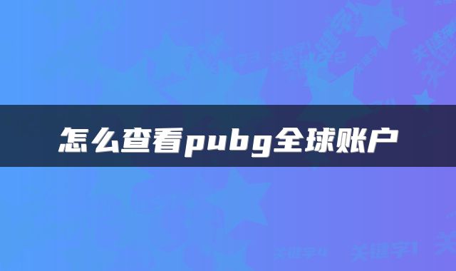 怎么查看pubg全球账户