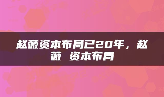 赵薇资本布局已20年，赵薇 资本布局