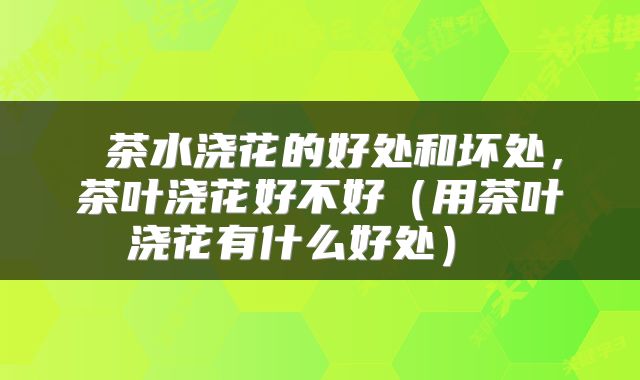 茶水浇花的好处和坏处,茶叶浇花好不好(用茶叶浇花有什么好处)