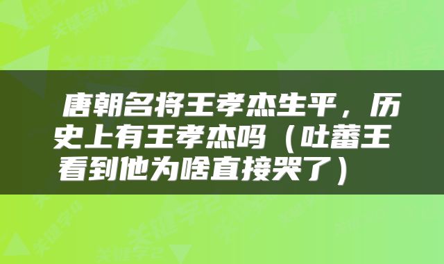 唐朝名将王孝杰生平,历史上有王孝杰吗(吐蕃王看到他为啥直接哭了)