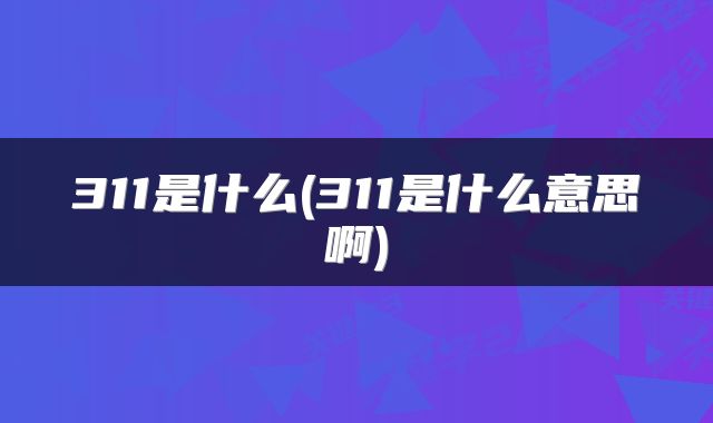 311是什么(311是什么意思啊)