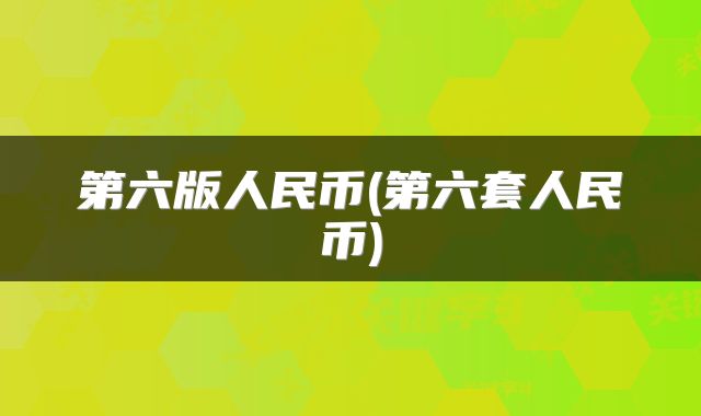第六版人民币(第六套人民币)