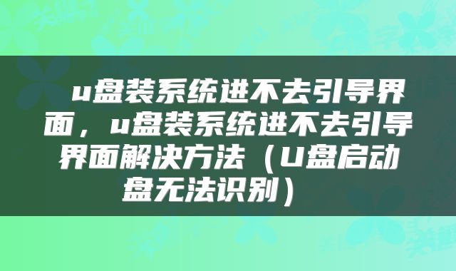 u盘装系统进不去引导界面,u盘装系统进不去引导界面解决方法(U盘启动盘无法识别)