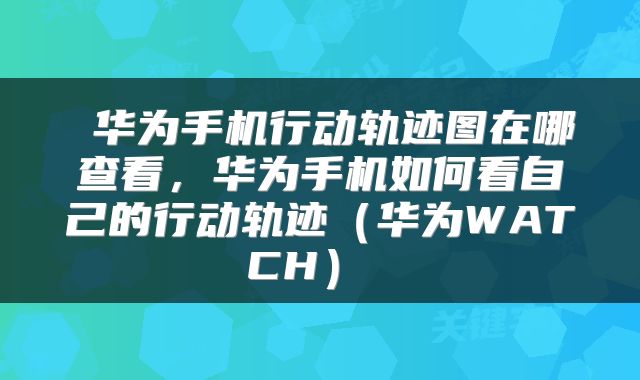 华为手机行动轨迹图在哪查看,华为手机如何看自己的行动轨迹(华为WATCH)