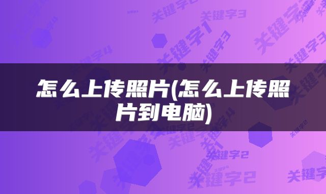 怎么上传照片(怎么上传照片到电脑)