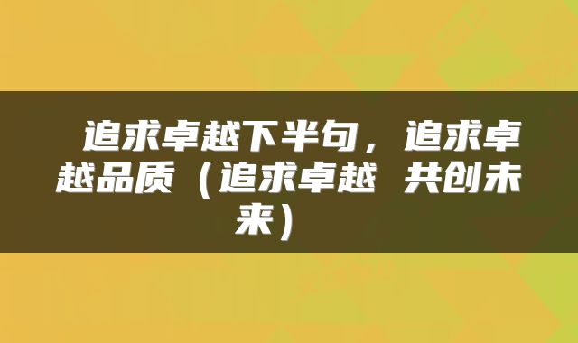 追求卓越下半句,追求卓越品质(追求卓越 共创未来)