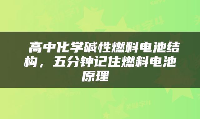  高中化学碱性燃料电池结构，五分钟记住燃料电池原理 