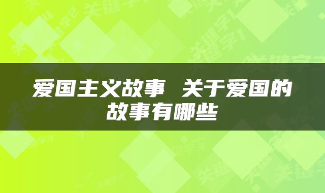 爱国主义故事 关于爱国的故事有哪些