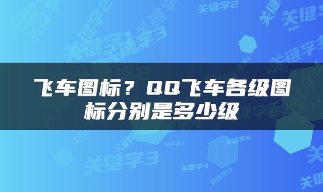 飞车图标？QQ飞车各级图标分别是多少级