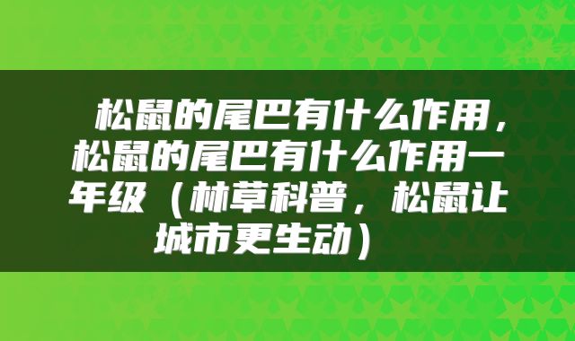  松鼠的尾巴有什么作用，松鼠的尾巴有什么作用一年级（林草科普，松鼠让城市更生动） 