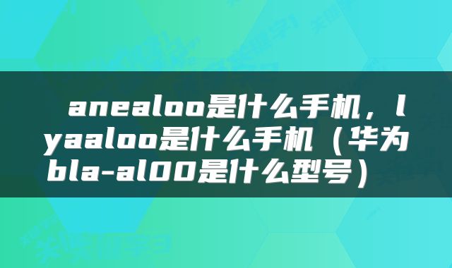 anealoo是什么手机,lyaaloo是什么手机(华为bla-al00是什么型号)