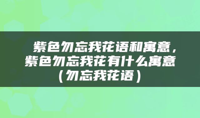 紫色勿忘我花语和寓意,紫色勿忘我花有什么寓意(勿忘我花语)