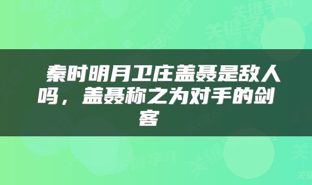 秦时明月卫庄盖聂是敌人吗,盖聂称之为对手的剑客