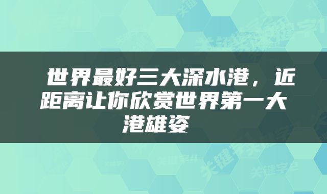  世界最好三大深水港，近距离让你欣赏世界第一大港雄姿 
