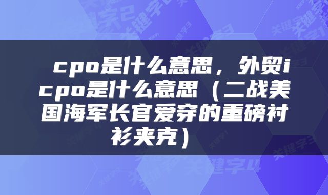 cpo是什么意思,外贸icpo是什么意思(二战美国海军长官爱穿的重磅衬衫夹克)