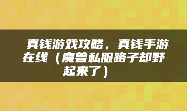 真钱游戏攻略,真钱手游在线(魔兽私服路子却野起来了)