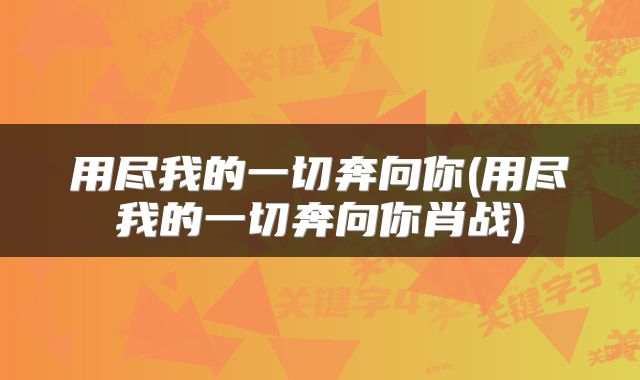 用尽我的一切奔向你(用尽我的一切奔向你肖战)