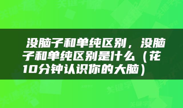  没脑子和单纯区别，没脑子和单纯区别是什么（花10分钟认识你的大脑） 