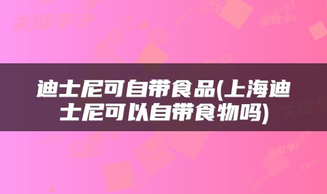 迪士尼可自带食品(上海迪士尼可以自带食物吗)