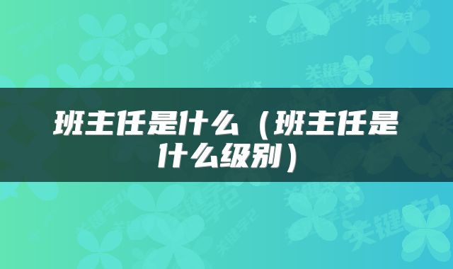 班主任是什么(班主任是什么级别)